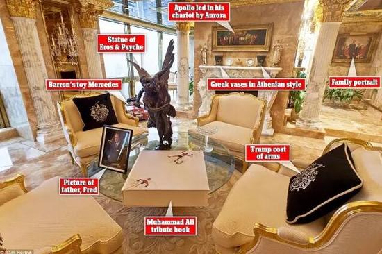 《每日邮报》镜头下，川普豪宅的客厅