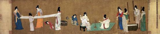 《捣练图》绢本,设色,37cm×145.3cm 波士顿美术博物馆藏