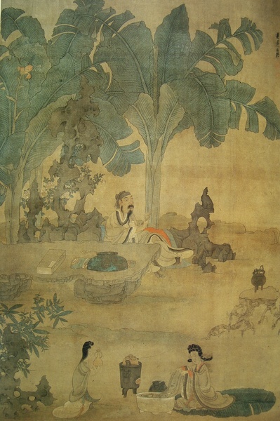 陈洪绶《蕉林酌酒图》纸本设色天津博物馆藏 陈洪绶《蕉林酌酒图》纸本设色天津博物馆藏