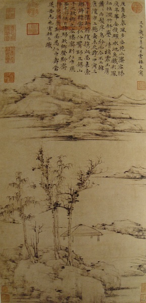 倪瓒《容膝斋图》 纸本水墨台北故宫博物院藏 倪瓒《容膝斋图》 纸本水墨台北故宫博物院藏