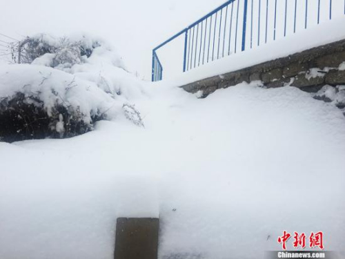 11月21日，河北承德持续降雪，过程雪量达到中到大雪，甚至暴雪。承德发布暴雪黄色预警。图为厚厚的积雪。孙超 摄