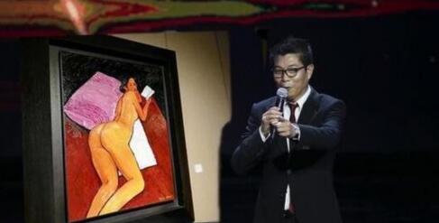 王中军和他的油画作品《我不是潘金莲之一》 王中军和他的油画作品《我不是潘金莲之一》