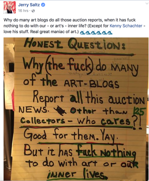 Jerry Saltz在Instagram上发图片。图片：via Instagram