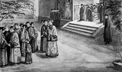 卡尔画的慈禧太后驾还冬宫紫禁城。