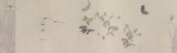 花笺记之五    纸本设色   40x133 花笺记之五    纸本设色   40x133