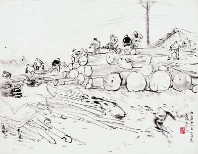 武汉防汛(速写)黎雄才1 武汉防汛(速写)黎雄才1