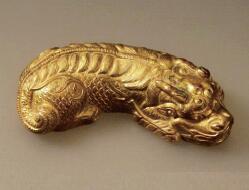 铜鎏金瑞兽纸镇(拙隐斋旧藏)