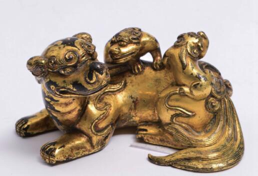 铜鎏金太师少师镇纸