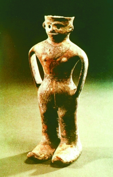 甘肃玉门出土的四坝文化人形陶器 甘肃玉门出土的四坝文化人形陶器