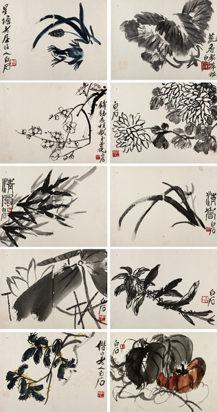 齐白石 1950年作 花卉册 册页 (十开)_副本 齐白石 1950年作 花卉册 册页 (十开)_副本
