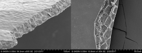 塑料袋样品断面的扫描电镜结果。来源：北京市食药监局供图。