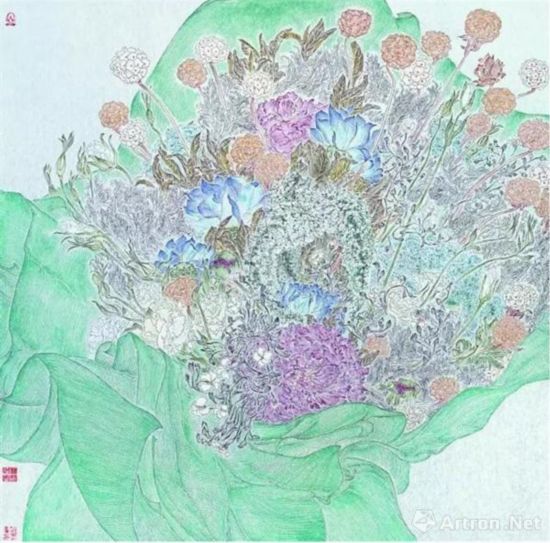 徐冬青 | 友谊银笺设色 | 68×68cm | 2013年