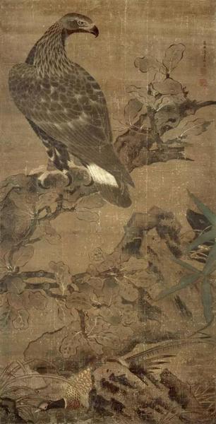 明 边文进《柏鹰图》