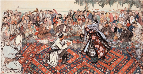 黄胄 丰乐图 146×282cm 1962年 北京画院藏 黄胄 丰乐图 146×282cm 1962年 北京画院藏