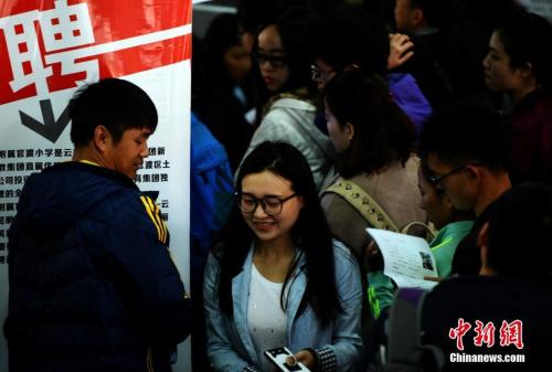 资料图：3月10日，昆明一处招聘会现场。中新社记者 李进红 摄