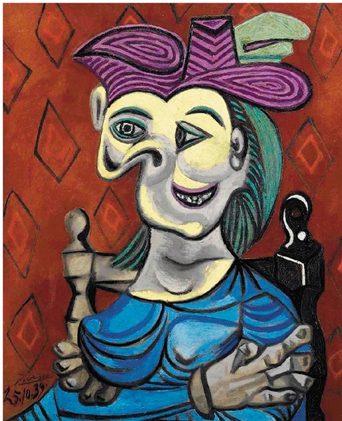 毕加索 坐着的蓝衣女人 1939年 毕加索 坐着的蓝衣女人 1939年