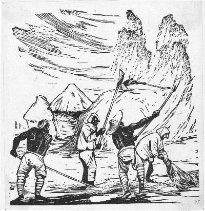 《帮助老乡扬场》11.7厘米×11.2厘米 《帮助老乡扬场》11.7厘米×11.2厘米