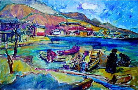 泸沽湖湾(油画)  黎旭作 泸沽湖湾(油画)  黎旭作