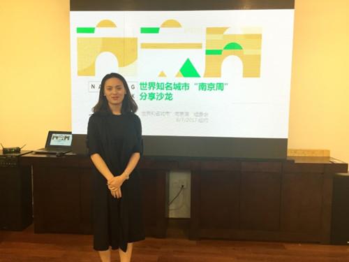 中国侨网王子烨分享南京周活动介绍，鼓励纽约民众了解南京。(美国《世界日报》／俞姝含 摄)