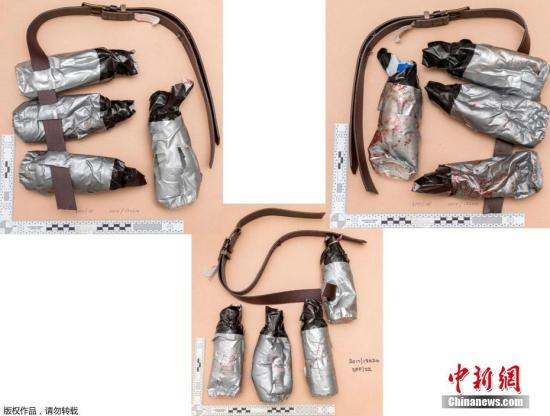 各角度拍摄的假爆炸装置。