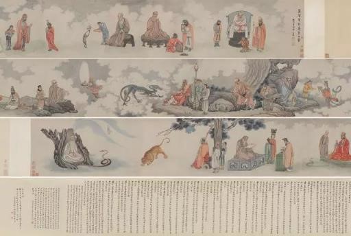 吴彬 十二尊者相 手卷设色纸本 吴彬 十二尊者相 手卷设色纸本