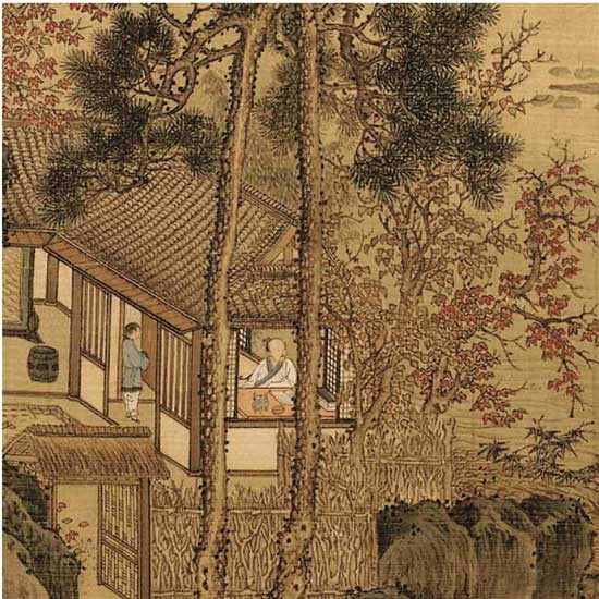 南宋·刘松年 秋窗读书图(局部)