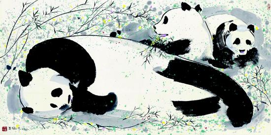 吴冠中1992年作《熊猫》，香港苏富比拍品，成交价971.2万元