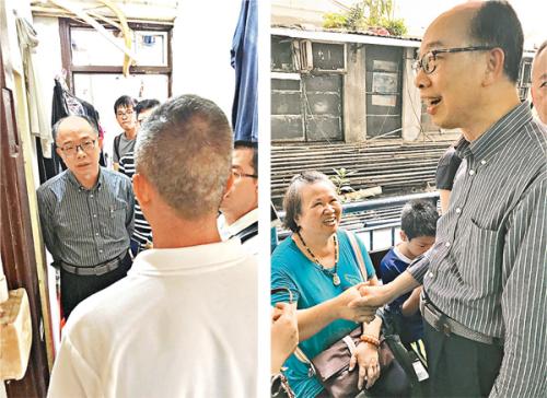 陈帆探访劏房户。图片来源：香港《文汇报》。