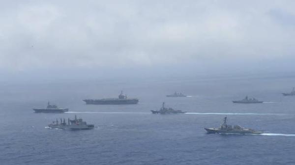 资料图:“马拉巴尔2016”海上联合军事演习