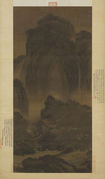 （传）宋 范宽 行旅图 轴 155.3x74.4cm，疑为清代王翚仿本