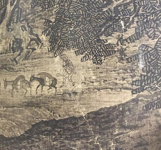 宋 范宽 溪山行旅图(局部)右上有“范寬”款