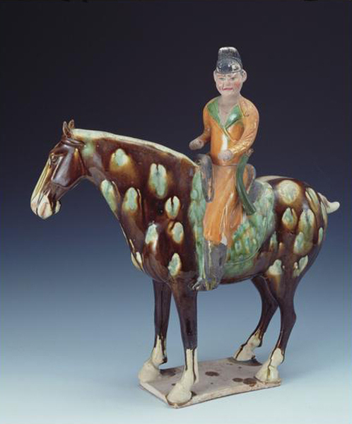 唐三彩骑马男俑像