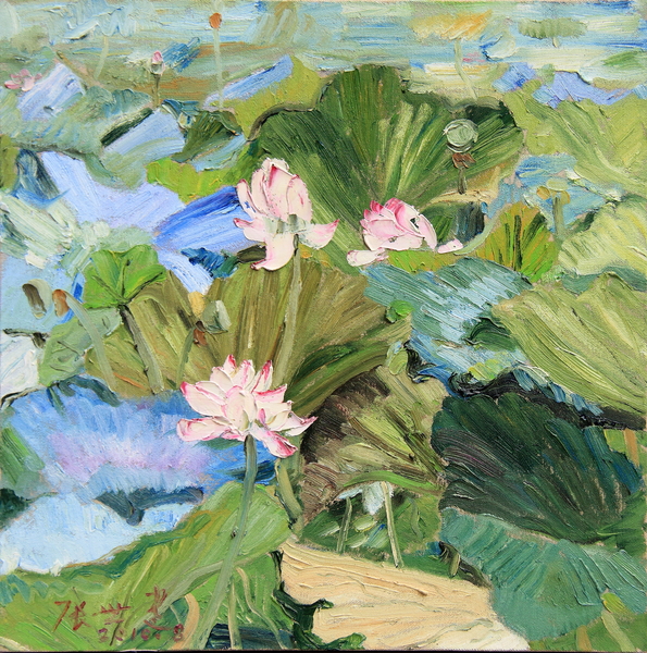 张世健《荷塘系列之五》 60×60cm 布面油画 2010