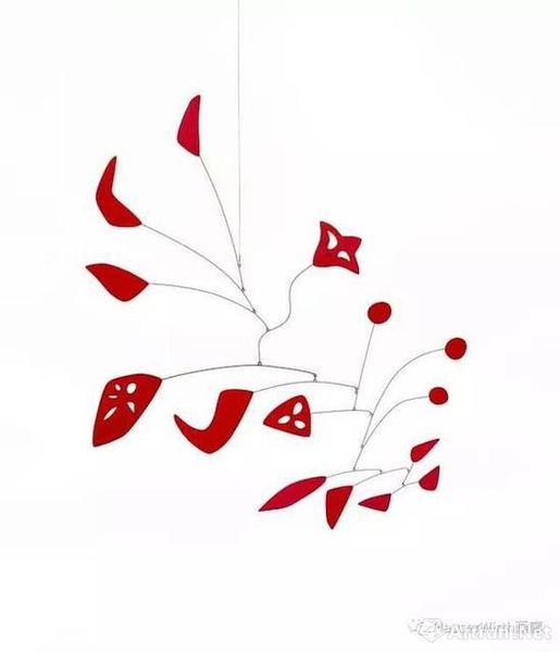 　　亚历山大·考尔德（Alexander Calder），《红色的花》（Red Flowers），1954，金属薄片 铁丝 油漆，130.8 x 109.2 厘米 / 51 1/2 x 43 英寸。? 考尔德基金会，纽约 / 2017 ProLitteris，苏黎世，图片：考尔德基金会，豪瑟沃斯