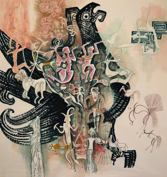 吉祥鸟2017年纸本设色180CMX168CM 吉祥鸟2017年纸本设色180CMX168CM