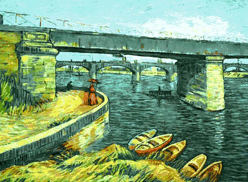 这个场景则出自《阿尼埃尔塞纳河大桥》。 ▼