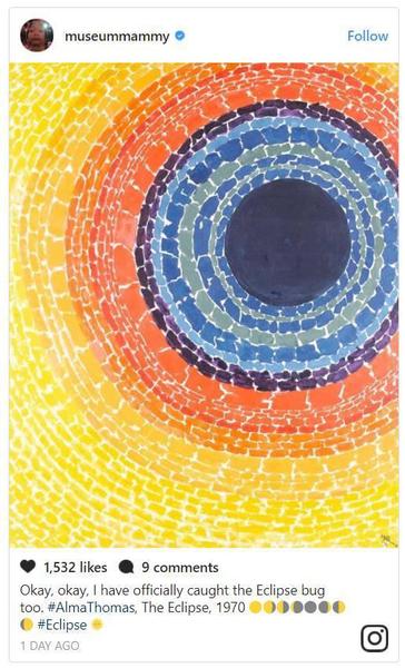 “讲真，我真的抓拍到了日食！Alma Thomas，《Eclipse》，1970”。图片：museummammy的Instagram