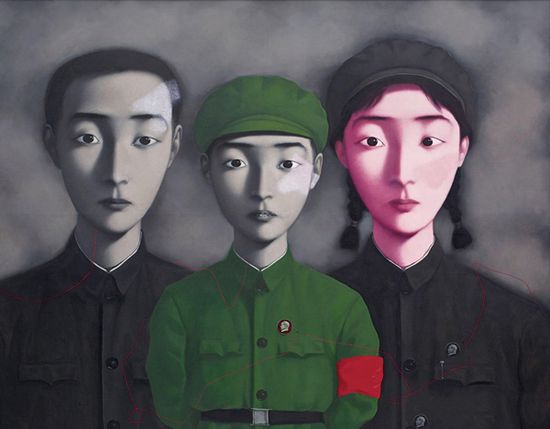 　　1995年作《血缘：大家庭3号》在2014年香港苏富比春拍中以9420万港元成交，为张晓刚最高拍卖纪录。