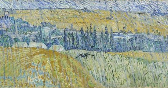 文森特·梵高，《奥维尔的雨》，1890年