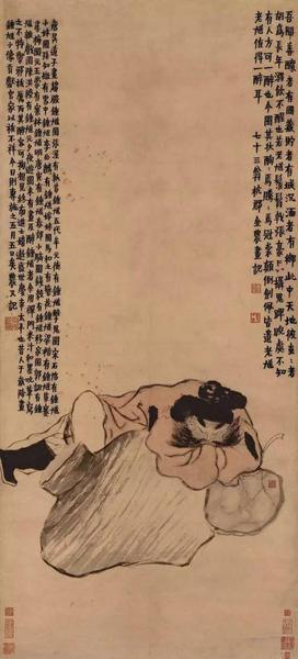 金农《钟馗醉酒》，清代