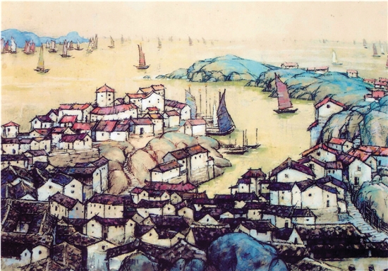 吴德隆 东海渔村(局部) 108×42cm 1979年 中国美术馆藏 吴德隆 东海渔村(局部) 108×42cm 1979年 中国美术馆藏