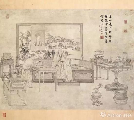 姚文瀚  《弘历鉴古图像》轴