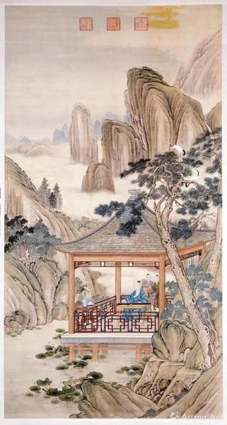 清人《弘历薰风琴韵图》轴