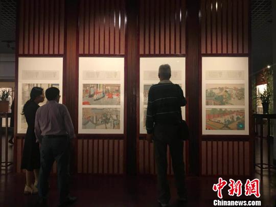 本次展览精选全套《红楼梦》画册中近200帧，展示了《红楼梦》原著的完整故事情节以及画家精湛的技艺笔法?！『?摄