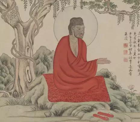 乾隆帝仿赵孟頫红衣罗汉图卷局部，故宫博物院藏