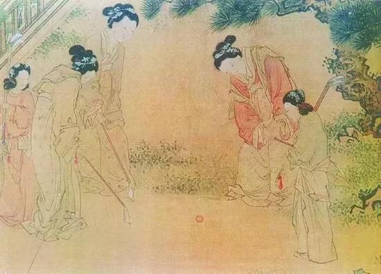 明，杜堇《仕女图》卷局部，上海博物馆藏