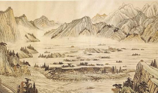 吕佛庭逾51米长卷《黄河万里图》(局部)