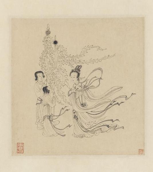 佛利尔美术馆藏《仇英为六家书法所作图》之一