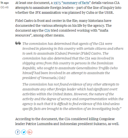 肯尼迪遇刺档案解密:CIA曾多次试图刺杀外国领导人