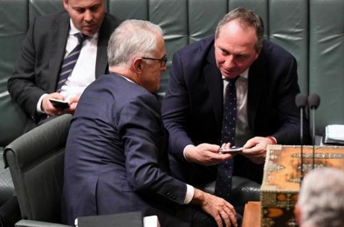 资料图:乔伊斯(右)和澳大利亚总理特恩布尔 点击进入下一页